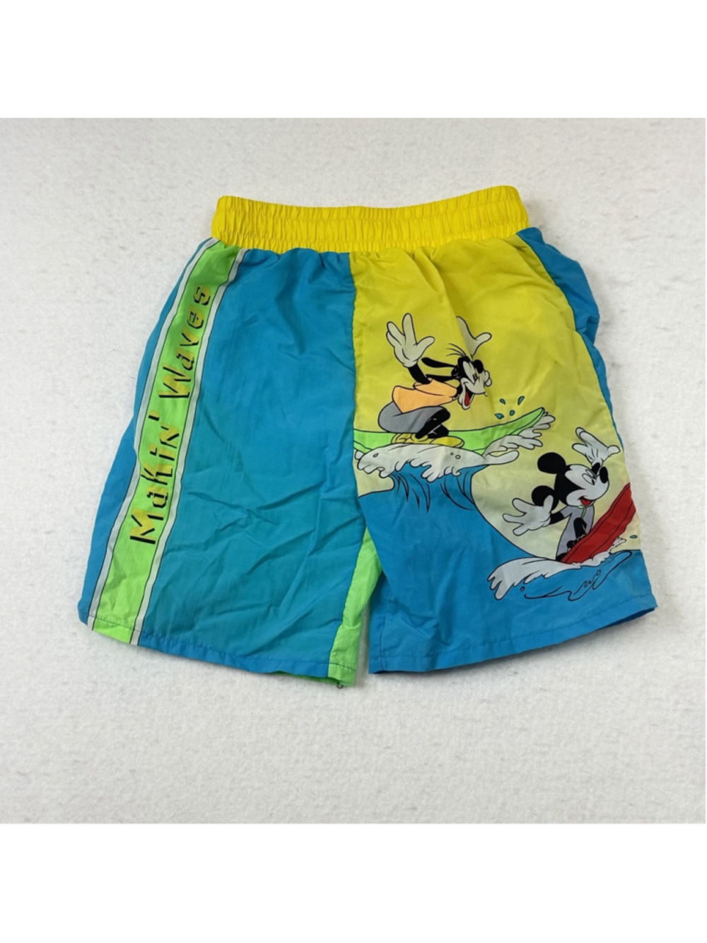 Vtg Mickey Kids Walt Disney Mickey Mouse Donald Duck Surfing Swim Trunks Sz 7